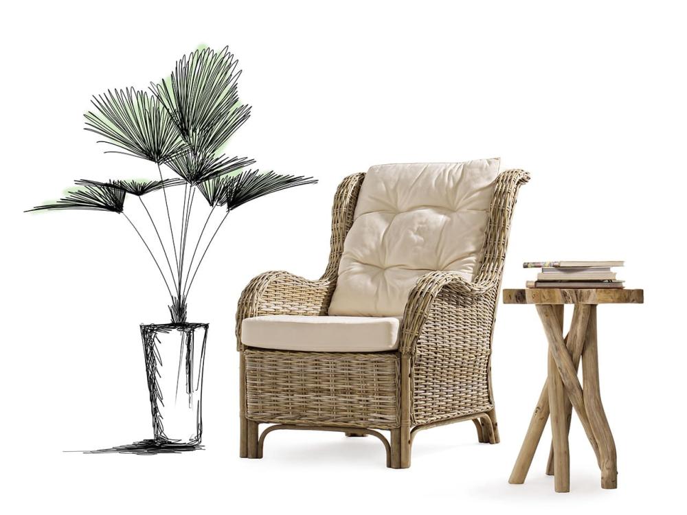 RELAX SABINE fotelja od prirodnog ratana sa jastucima 0671132