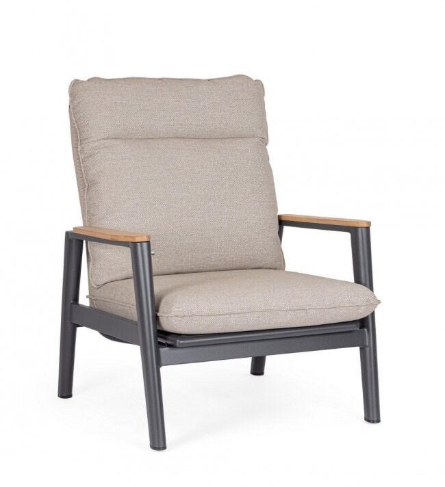 Vrtna fotelja MIGUEL s jastucima i podešavanjem naslona - antracit JX55