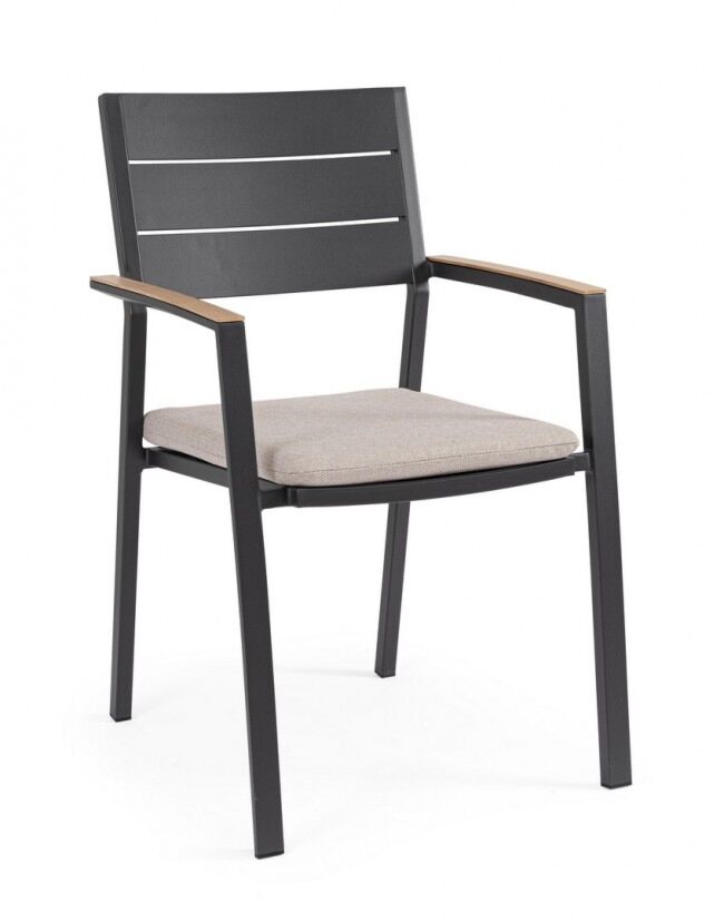 Vrtna stolica ZELMAR s naslonima za ruke i jastukom – antracit