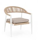 Vrtna fotelja JANDIA bijela/bež s jastukom