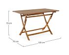 Pravokutni drveni vrtni sklopivi stol NOEMI 70X120 - bagrem