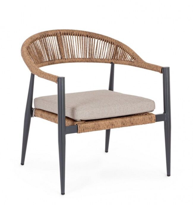 Vrtna fotelja JANDIA antracit/prirodna s jastukom