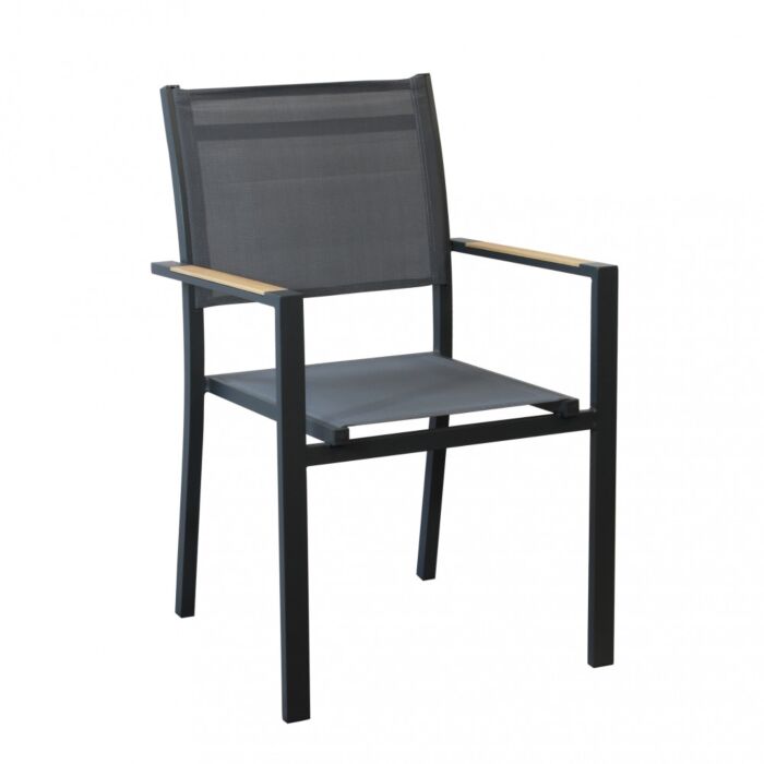 Vrtni stol CORRIENTES z nasloni za roke – antracit z blazino – Mobalia