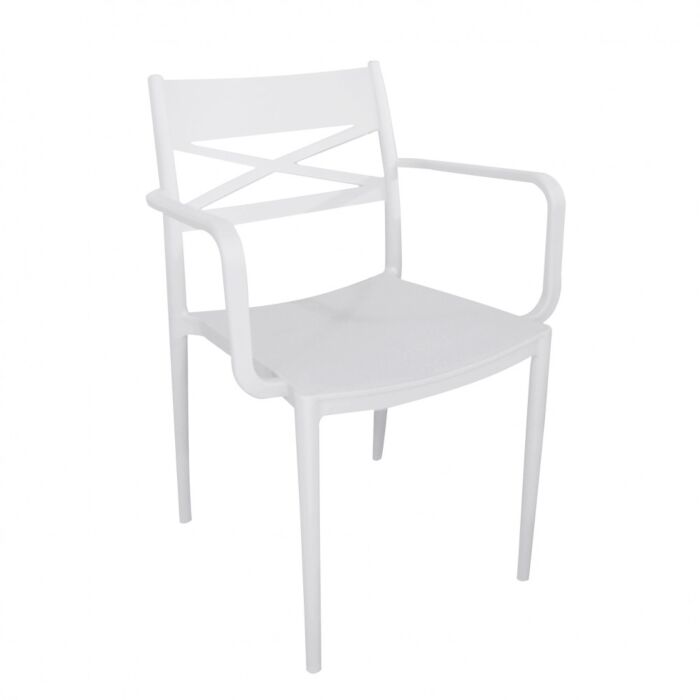 Vrtna stolica DARLEEN bijela s naslonima za ruke - slagajuća