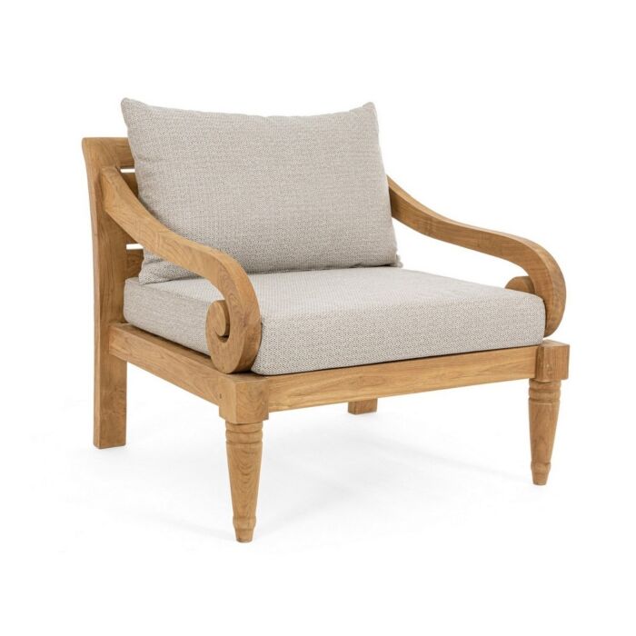 Drvena fotelja KARUBA NATURAL - FSC sa jastucima