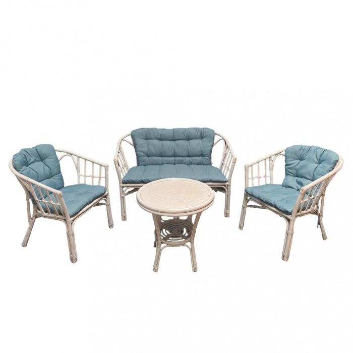 Vrtni lounge set TURKS 2P s azurnim jastucima – bijela (BIAN)