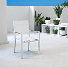 Vrtni stol CORRIENTES z nasloni za roke – bel z blazino – Mobalia