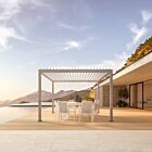 Prikaz zapiranja lamel z vrtljivo ročko – pergola OCEAN rustic-bela