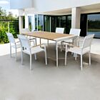 Raztegljiva vrtna jedilna miza BROOKLYN 150/200×100 – bela/antracit – z učinkom lesa – Mobalia