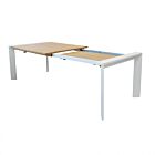 Raztegljiva vrtna jedilna miza BROOKLYN 200/250×100 – bela/antracit – z učinkom lesa – Mobalia