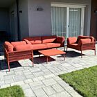 Vrtni lounge set BELÉM 3P s jastucima – crvena (RED)