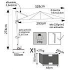 DEŽNIK SATURNO ČRN P/L 3 X 4 EKRU PREVLEKA