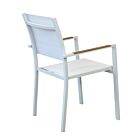 Vrtni stol CORRIENTES z nasloni za roke – bel z blazino – Mobalia