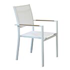 Vrtni stol CORRIENTES z nasloni za roke – bel z blazino – Mobalia