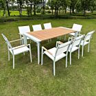 Raztegljiva vrtna jedilna miza BROOKLYN 200/250×100 – bela/antracit – z učinkom lesa – Mobalia