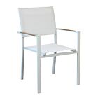 Vrtni stol CORRIENTES z nasloni za roke – bel z blazino – Mobalia