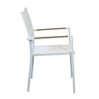 Vrtni stol CORRIENTES z nasloni za roke – bel z blazino – Mobalia