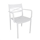 Vrtna stolica DARLEEN bijela s naslonima za ruke - slagajuća