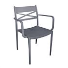 Vrtna stolica DARLEEN tamno siva s naslonima za ruke - slagajuća