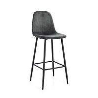 BIZZOTTO barski stol NEW IRELIA velur temno siv