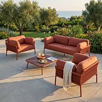 Vrtni lounge set BELÉM 3P z blazinami – rdeča (RED)