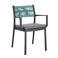 Vrtna stolica ALVIN s naslonima za ruke i jastukom u boji antracit / avio