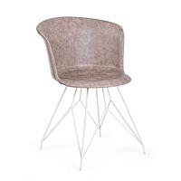 BIZZOTTO Jedilni stol LOFT beli umetno usnje Vintage