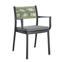 Vrtna stolica ALVIN s naslonima za ruke i jastukom u boji antracit / zelena