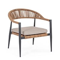 Vrtna fotelja JANDIA antracit/prirodna s jastukom