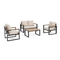 Vrtna garnitura SET4 LEANDRO antracit-bež s jastucima