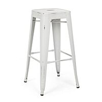 BIZZOTTO barski stol MINNESOTA antično bel H76 cm – nakladalen
