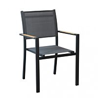 Vrtni stol CORRIENTES z nasloni za roke – antracit z blazino – Mobalia