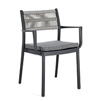 Vrtna stolica ALVIN s naslonima za ruke i jastukom u boji antracit / siva