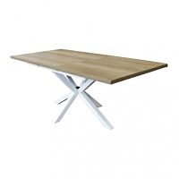 Raztegljiva vrtna miza GARFIELD naravna z vzorcem lesa, bela struktura – 160/200 x 90