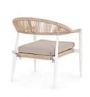 Vrtna fotelja JANDIA bijela/bež s jastukom