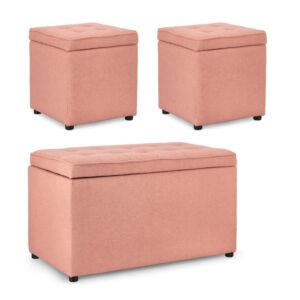 BIZZOTTO set klop in 2 tabureja DERRICK blush s shranjevalnim prostorom