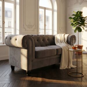 DVOSEDEŽNI KAVČ CHESTERFIELD V ŽAMETU TAUPE