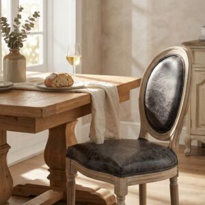 STOL CONSTANCE IZ EKO USNJA VINTAGE GREY