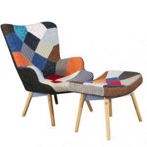 VERSAILLES PATCHWORK FOTELJA S PODMETARKOM ZA NOGE