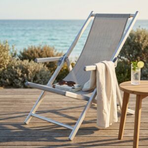LEŽALNIK IZ TEKSTILENA ZA PLAŽO Z NASLONI ZA ROKE