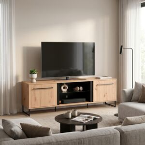 11008229 TV omarica SARDINIA obrtniški hrast in črna barva MS-801205