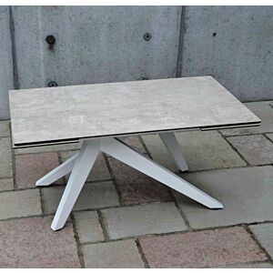 1 KERAMIČNA MIZA 90 X 160/200/240 BELA STRUKTURA SIVA PLOŠČA