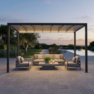 Pergola z motorizirano zložljivo streho 3 × 4 m z LED osvetlitvijo