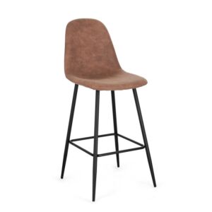 BIZZOTTO barski stol NEW IRELIA črn – mikrofibra cognac
