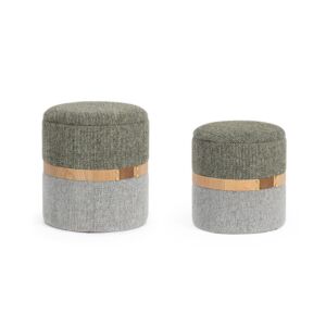 BIZZOTTO set 2 shranjevalnih taburejev TALYA fog
