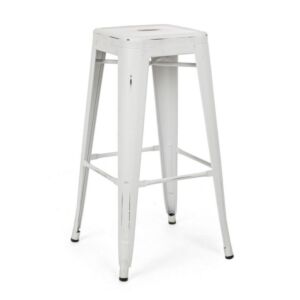 BIZZOTTO barski stol MINNESOTA antično bel H76 cm – nakladalen