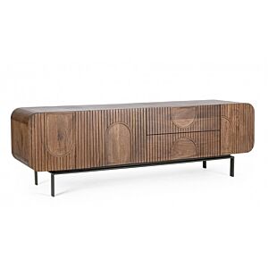 BIZZOTTO Komoda TV ORISSA iz mangovega lesa - 3 vratca in 2 predala 172x44x55 cm - rjava