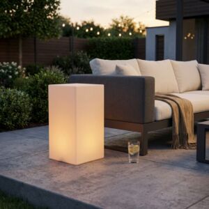 INDUS SVETLEČA KOCKA 40 X 40 X 80 Z VEČBARVNO LED IN SOLARNO BATERIJO