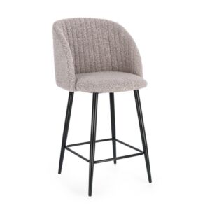 BIZZOTTO QUEEN oblazinjen barski stol Bouclé Visone s črnim ogrodjem