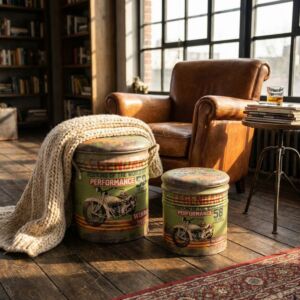 SET 2 ZELENIH OKROGLIH POSOD POUF